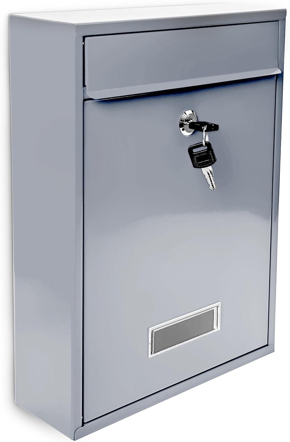 Design Briefkasten Metall Silber 26,5 x 35 x 8,5 cm, Silber