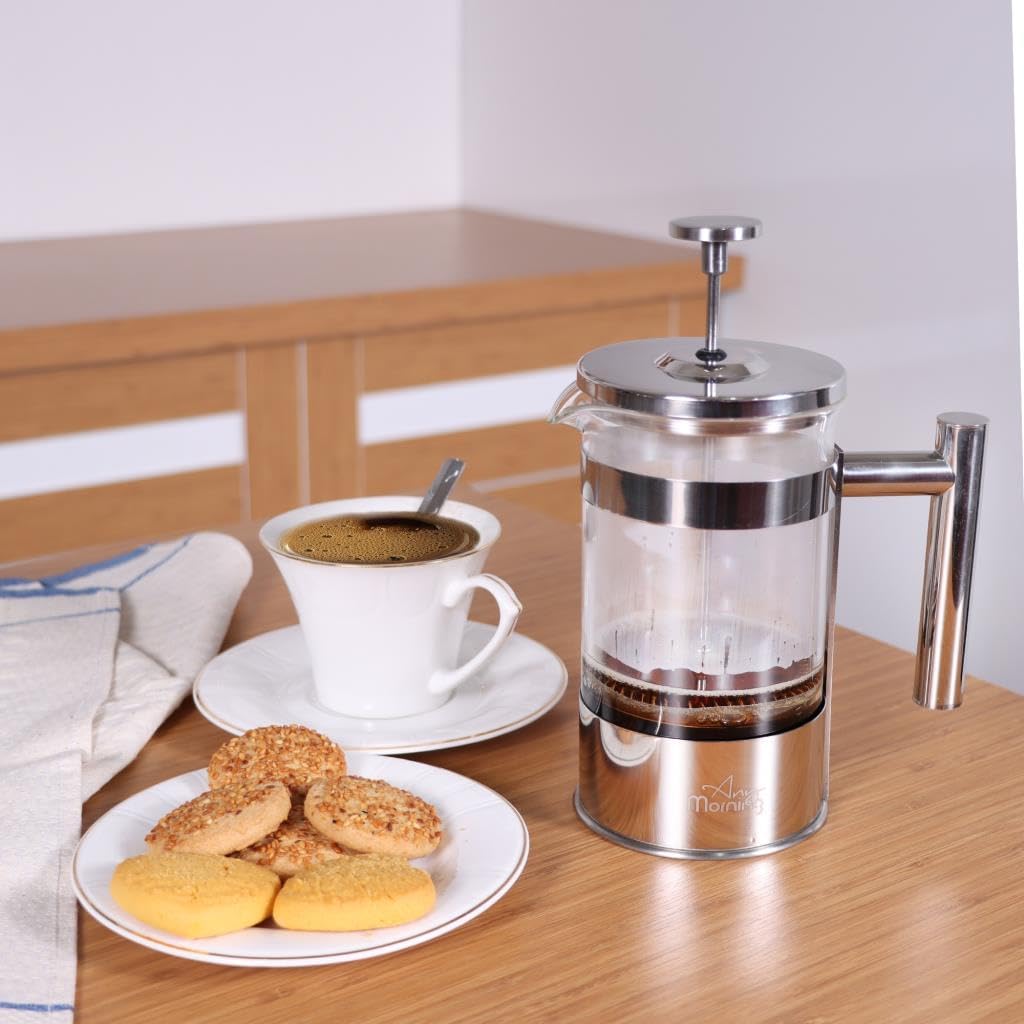 Any Morning French Press Kaffeebereiter | Kaffeekanne aus Edelstahl | Pressstempelkanne für frischen