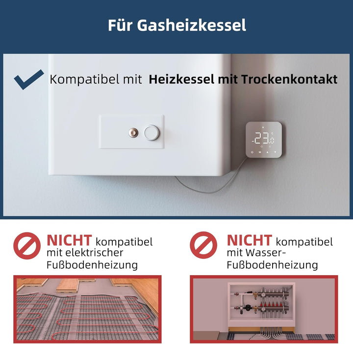 Beok Thermostat Heizung Digital, Programmierbarer Raumthermostat für Steuerung des Gaskessel und Was