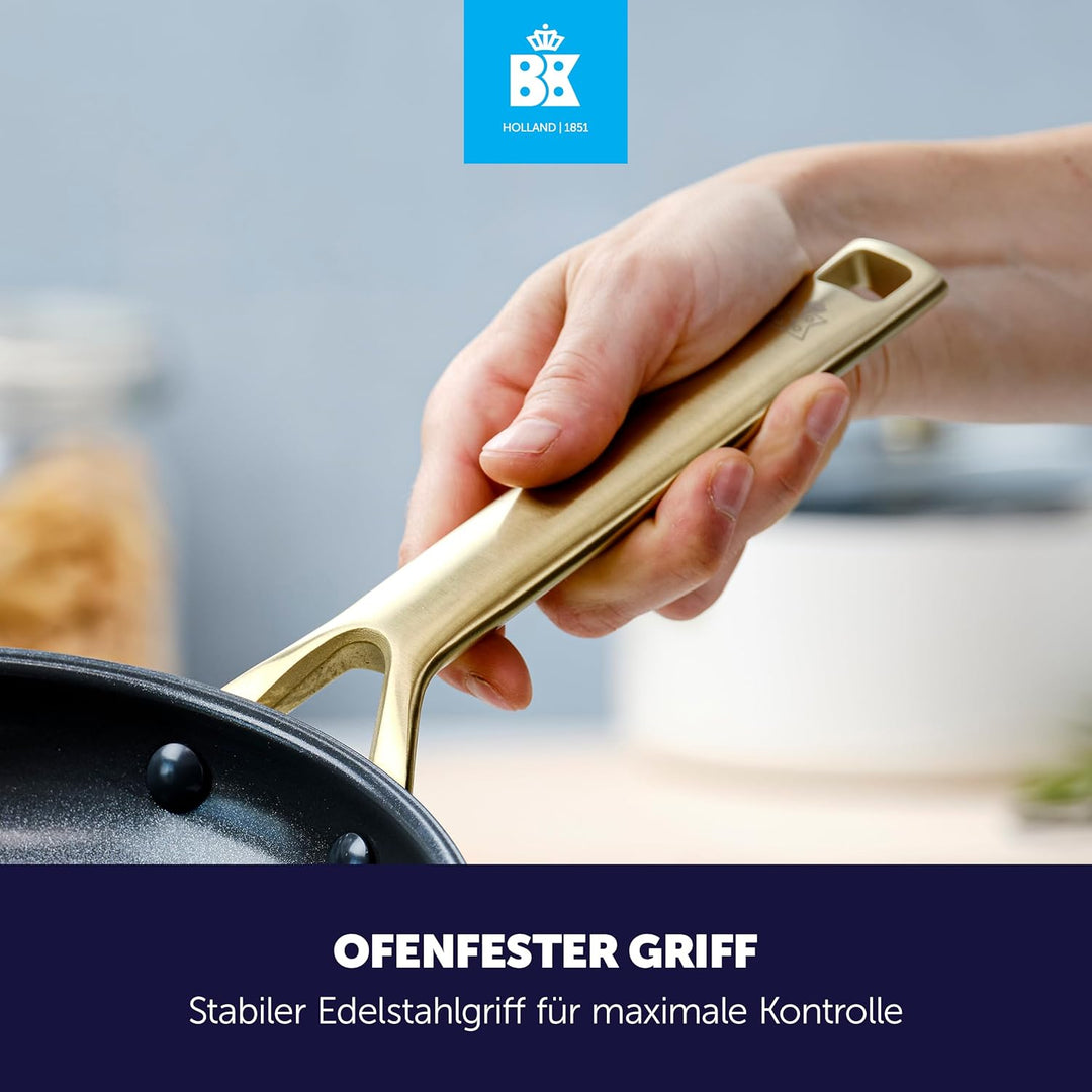 BK Sublime Keramik-Antihaft-Wok 28 cm/3,69, PFAS-frei, Induktion, Goldene Edelstahlgriffe, Backofenf