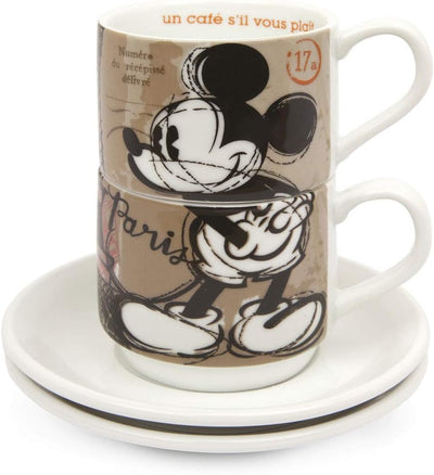 Egan Disney Walt WMSET/28 Kaffeetassen, Modell Paris, Zuckerdose und Platzdeckchen, Porzellan, Mehrf
