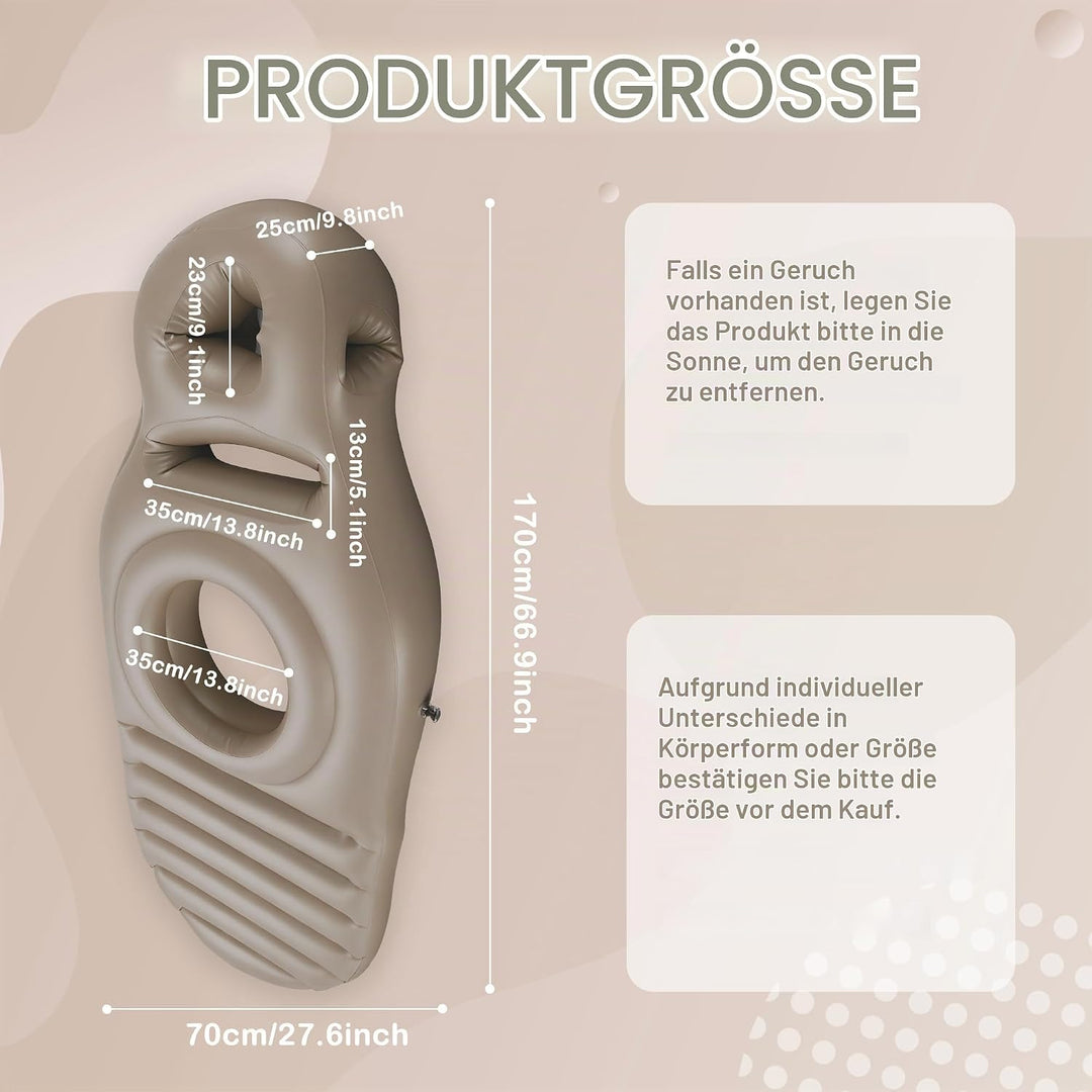 Aufblasbares Schwangerschaftskissen, perforierte PVC-Luftmatratze, Bauchliegematte, Ganzkörper-Schwa