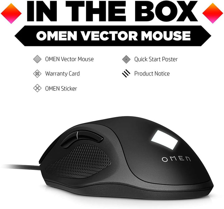 HP OMEN Vector Gaming Maus (88g leicht, OMEN Radar 3-eSport-Sensor, bis 16.000 DPI, Omron Tasten, +2