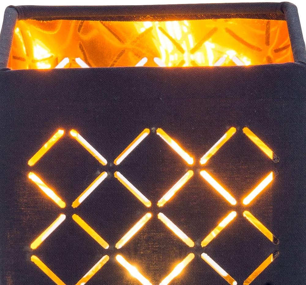 Tisch Lampe Textil Strahler Wohn Zimmer Dekor Stanzungen Leuchte schwarz gold Globo 15229T1, bunt, m