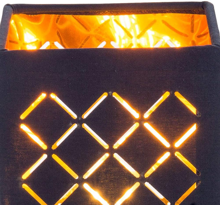 Tisch Lampe Textil Strahler Wohn Zimmer Dekor Stanzungen Leuchte schwarz gold Globo 15229T1, bunt, m