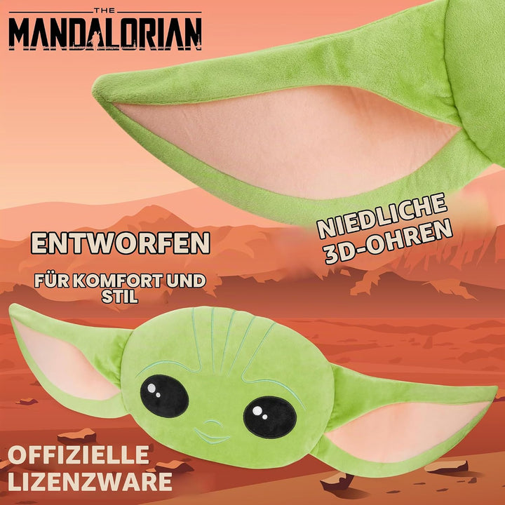 Disney Mandalorian Baby Yoda Plüsch Zierkissen mit Füllung und Bezug, 3D Kinderzimmer Kissen für Bet