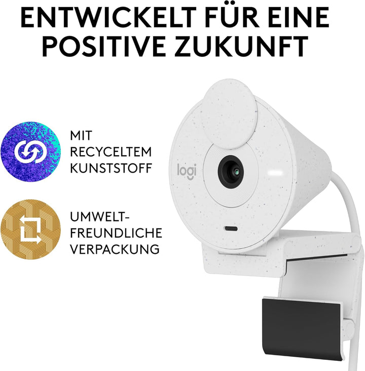 Logitech Brio 300 Full HD-Webcam mit Sichtschutz, Mikrofon mit Rauschunterdrückung, USB-C, Zertifizi