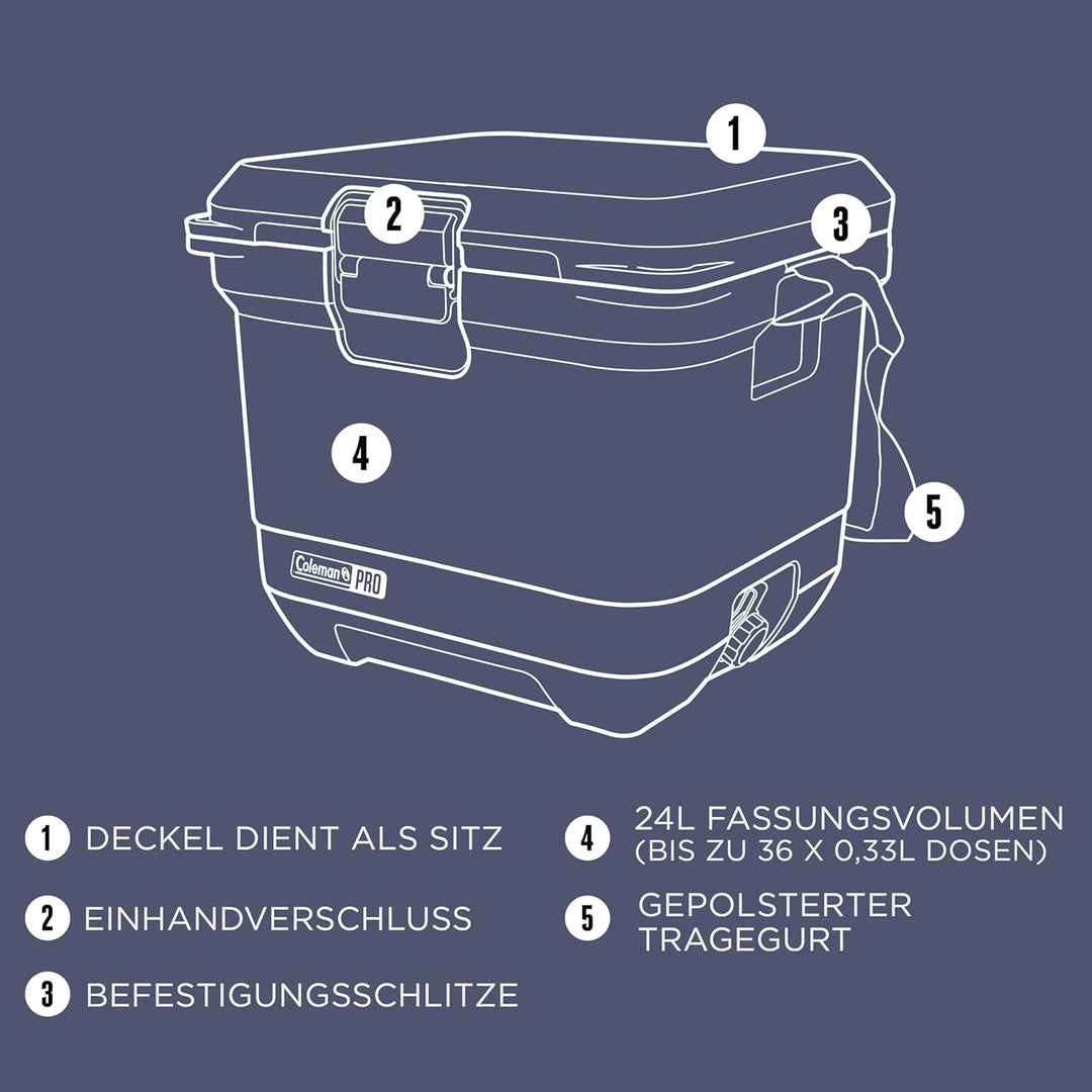 Coleman PRO Hochleistungs-Kühlbox | 24L - 52L Fassungsvermögen | Hält EIS bis zu 5 Tage lang | Volls