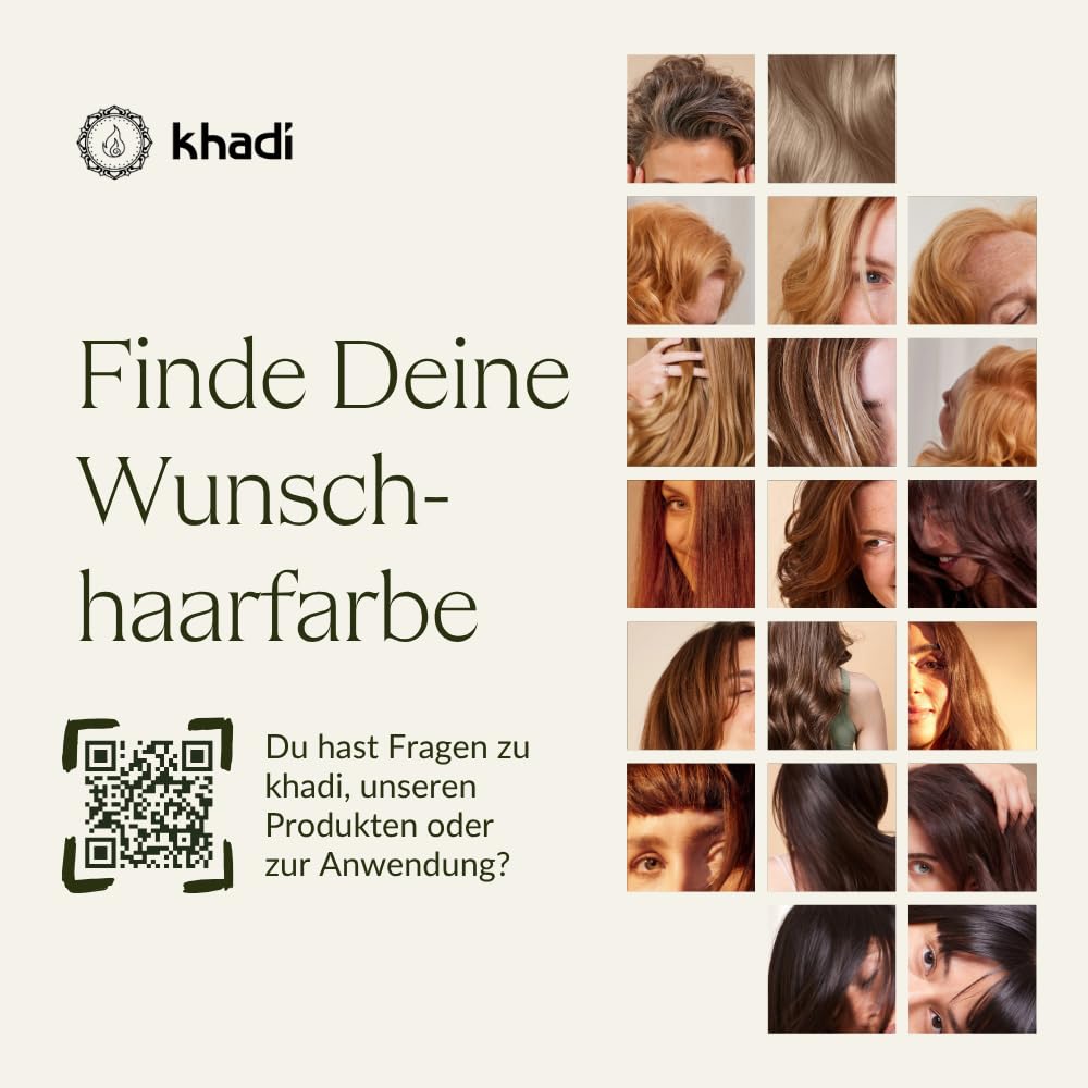 khadi MITTELBRAUN Pflanzenhaarfarbe - Haarfarbe für lebendiges, warmes Zimtbraun bis zu kräftigem, t