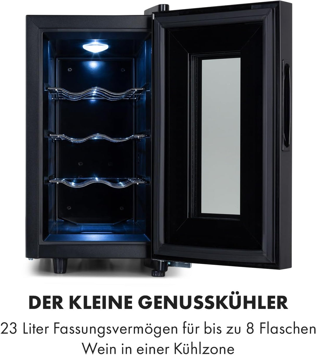 Klarstein Weinkühlschrank, Getränkekühlschrank Schmal, 1 Zone Kühlschrank mit Glastür, Getränkekühls