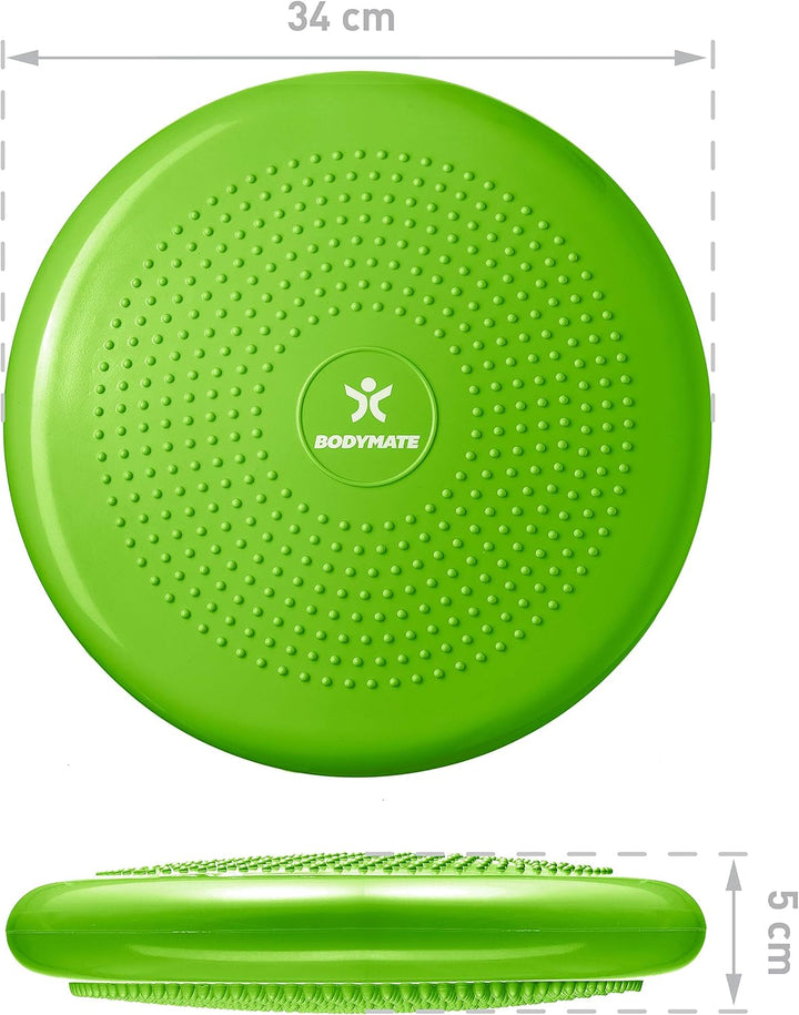 BODYMATE Ballsitzkissen inkl. Pumpe 34cm Durchmesser - Balance-Kissen, Luftkissen, Balance Pad, Nopp