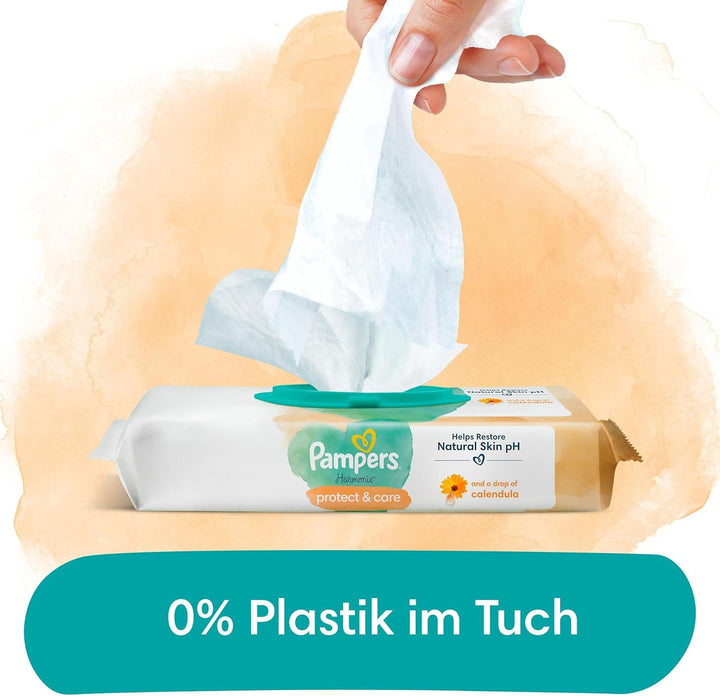 Pampers Harmonie New Baby Feuchttücher, Calendula (24 x 44 stück), den natürlichen pH-Wert der Haut