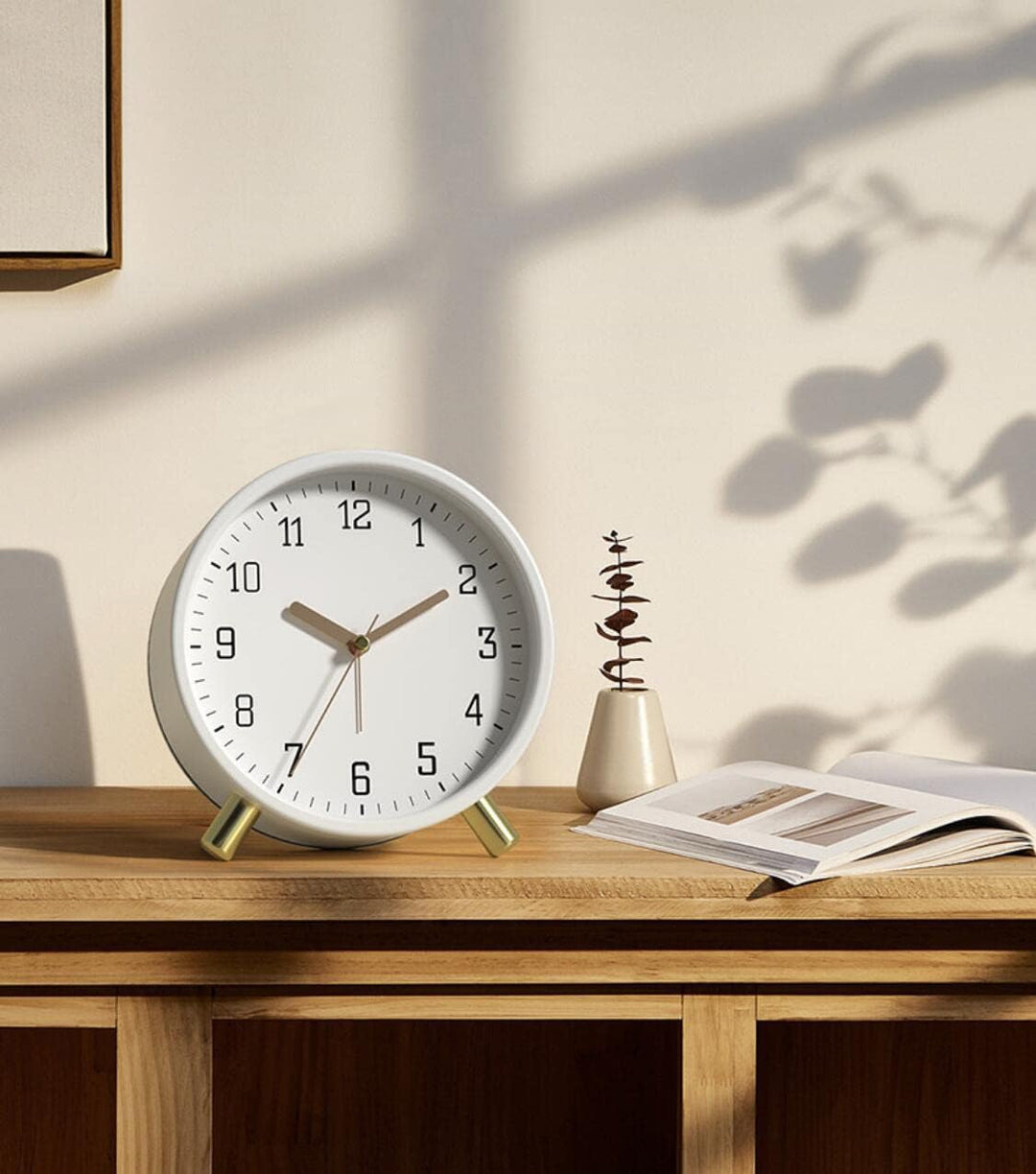 Shisedeco Wecker mit Hintergrundbeleuchtung, analog, nicht tickend, leise, kleine Tischuhr mit arabi