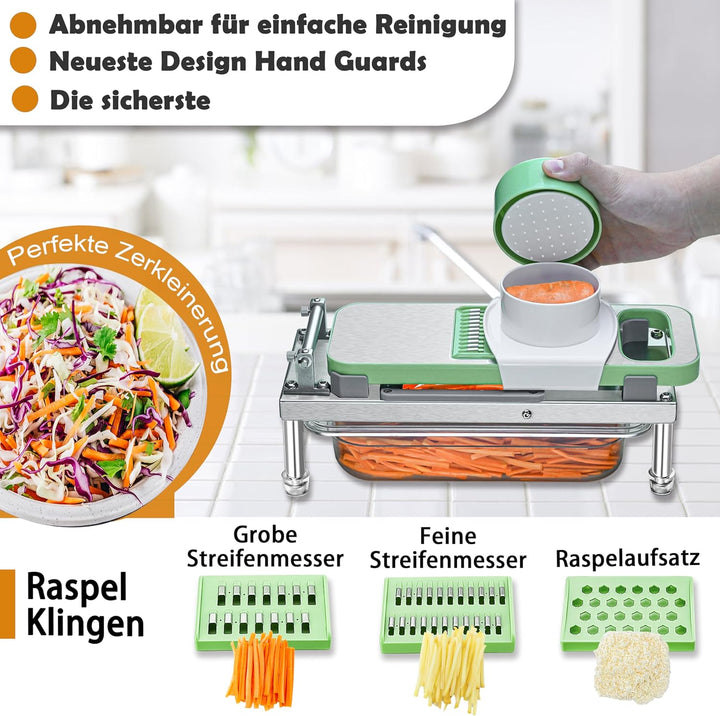 Gemüseschneider, Gemüsehobel mit 8 Klingen, Zwiebelschneider mit Behälter, Pro All-in-1 Lebensmittel