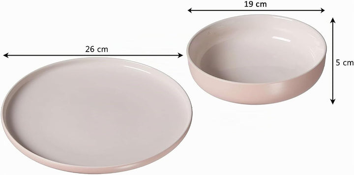 Ritzenhoff &amp; Breker Tafelservice Jasper, 8-teilig, Rosa, Steinzeug, Speiseteller und Suppenschalen f