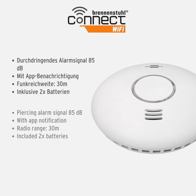 brennenstuhlConnect WiFi Rauch-und Hitzewarnmelder WRHM01 mit App-Benachrichtigung (WLAN Rauchmelder