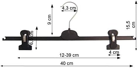 Kleiderbügel 20 STK. Kleiderbügel aus Kunststoff, schwarz, mit 2 extra starken verschiebbaren Klamme