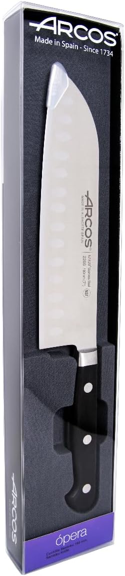Arcos Opera - Santoku Messer - NITRUM geschmiedetem Edelstahl 180 mm - HandGriff POM Farbe Schwarz