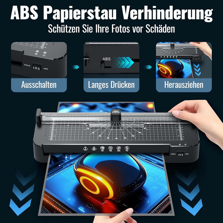 Laminiergerät A3 für A3 A4 A5 A6 A7 mit 50pcs Laminierfolien, Heiss und Kalt Laminiergerät mit Papie