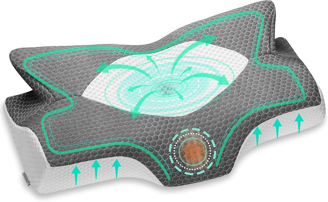 Elviros Orthopädisches Kopfkissen aus Memory Foam, Seitenschläferkissen Nackenstützkissen, Kopfkisse