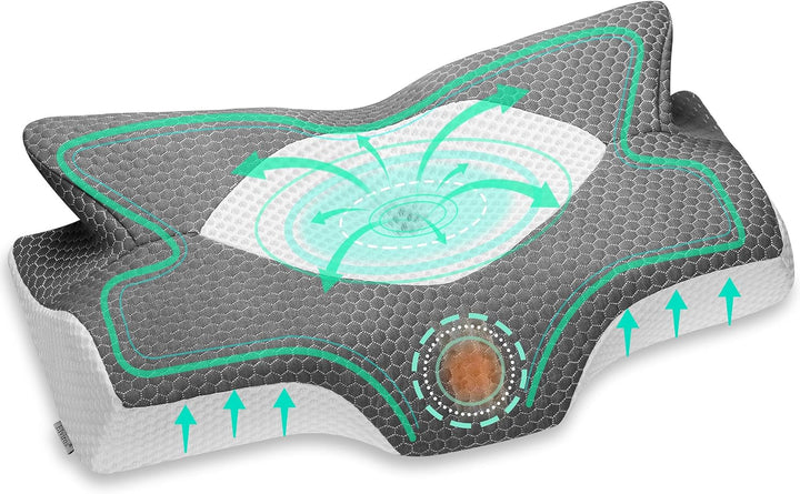 Elviros Orthopädisches Kopfkissen aus Memory Foam, Seitenschläferkissen Nackenstützkissen, Kopfkisse