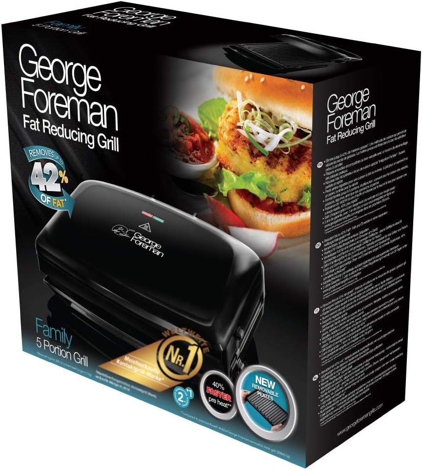 George Foreman 24330-56 Family Fitnessgrill, Kontaktgrill, Panini- und Sandwichgrill, 32,5 x 18 cm g