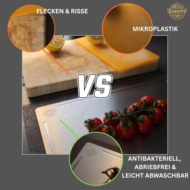 Baméré Titan-Schneidebrett, 100% reines Titan, antibakteriell, geruchsneutral, spülmaschinenfest, le