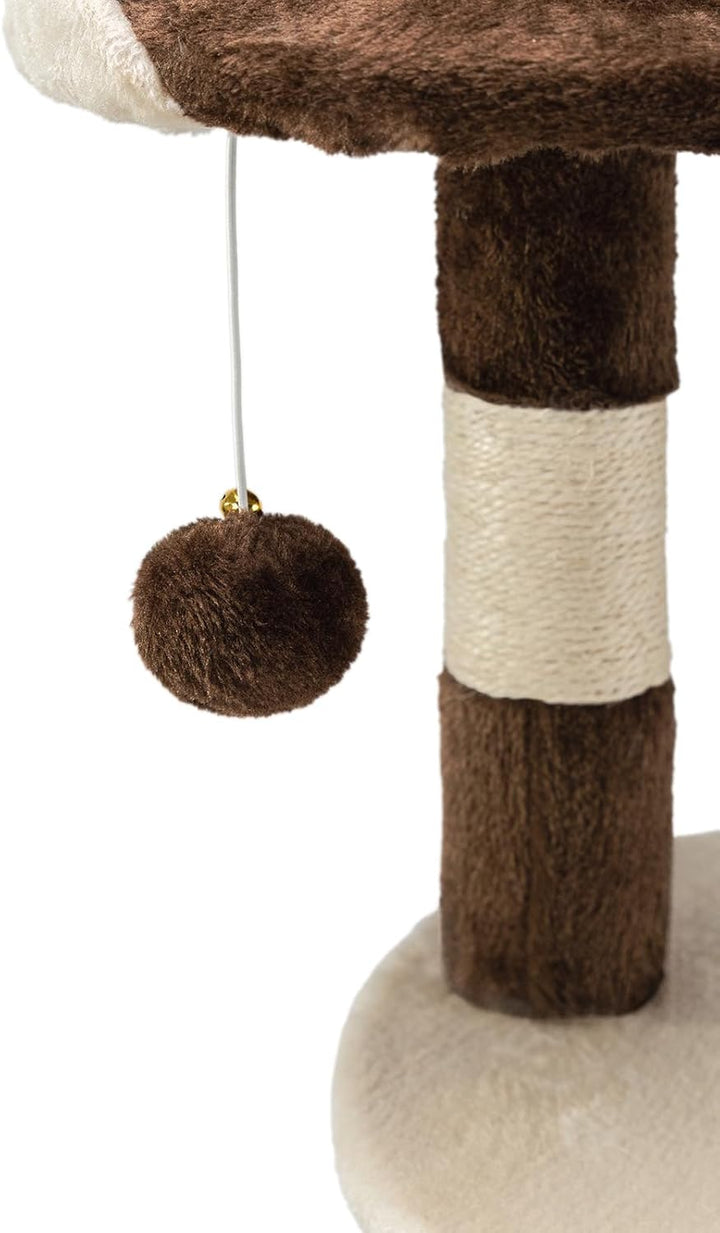 lionto Kratzbaum für Katzen mit 2 Plüschbällen & Spielseil, Höhe 112 cm, Katzenbaum mit Sisalseil &