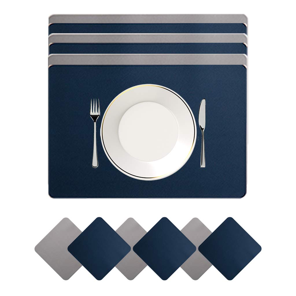 JDkilp 6er Set Tischsets Tischunterlage Waschbar Leder Doppel Dicke 45 x 30 cm Tischset Tischset Tis