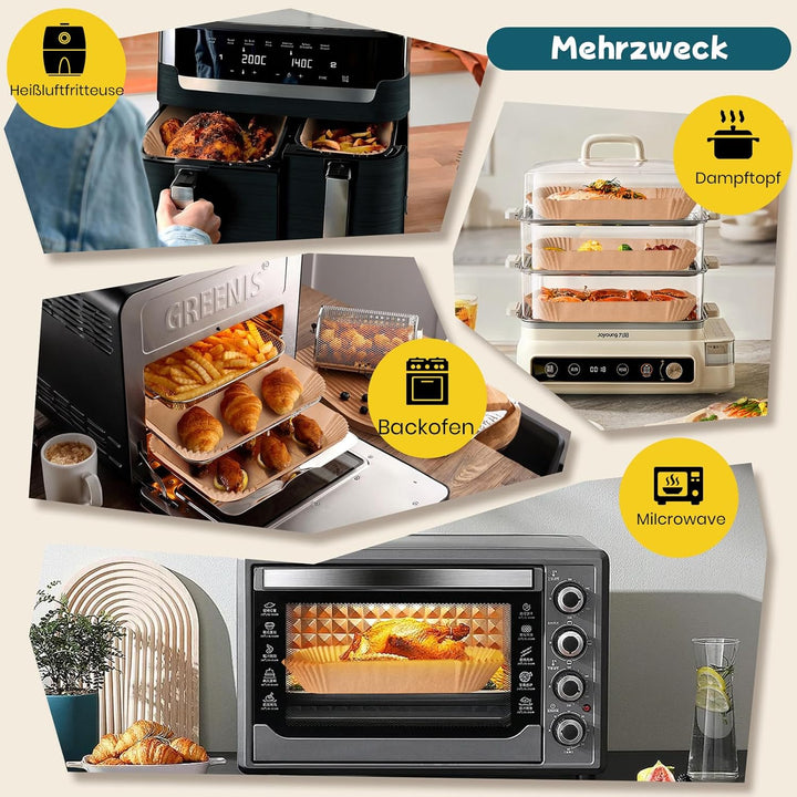 300 Stück Airfryer Backpapier für Tefal Dual Easy Fry EY9018 EY905D 8,3L(5,2/3,1L), Backpapier für H
