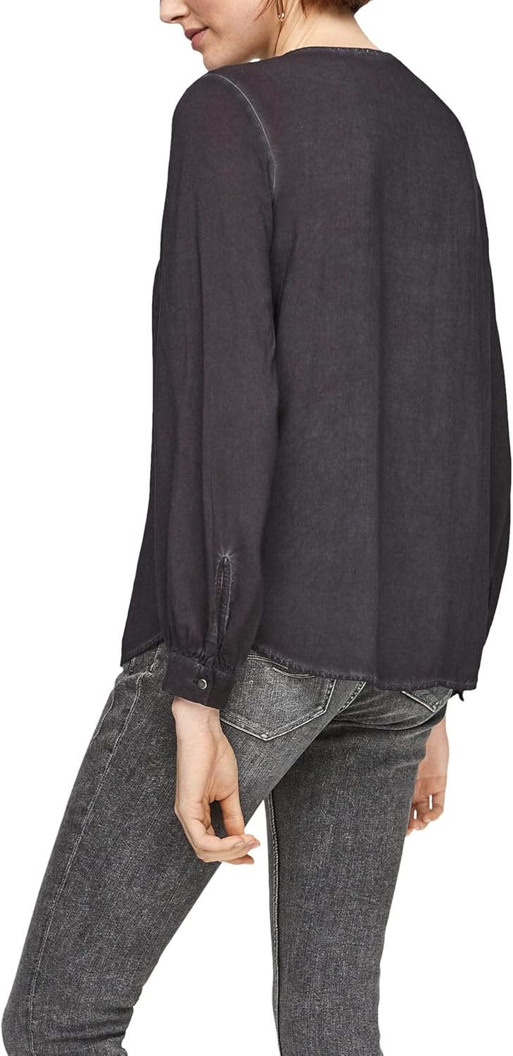 QS Damen Bluse 38 Faded Black, 38 Faded Black