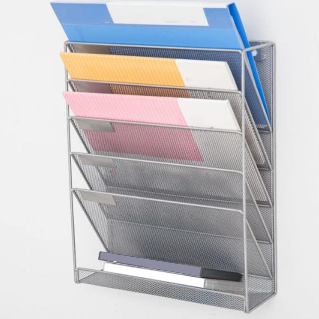 Alvinlite Metall Zeitschriftensammler Wand, Grau Zeitungsständer, 6 Fächer Zeitschriftenhalter Dokum