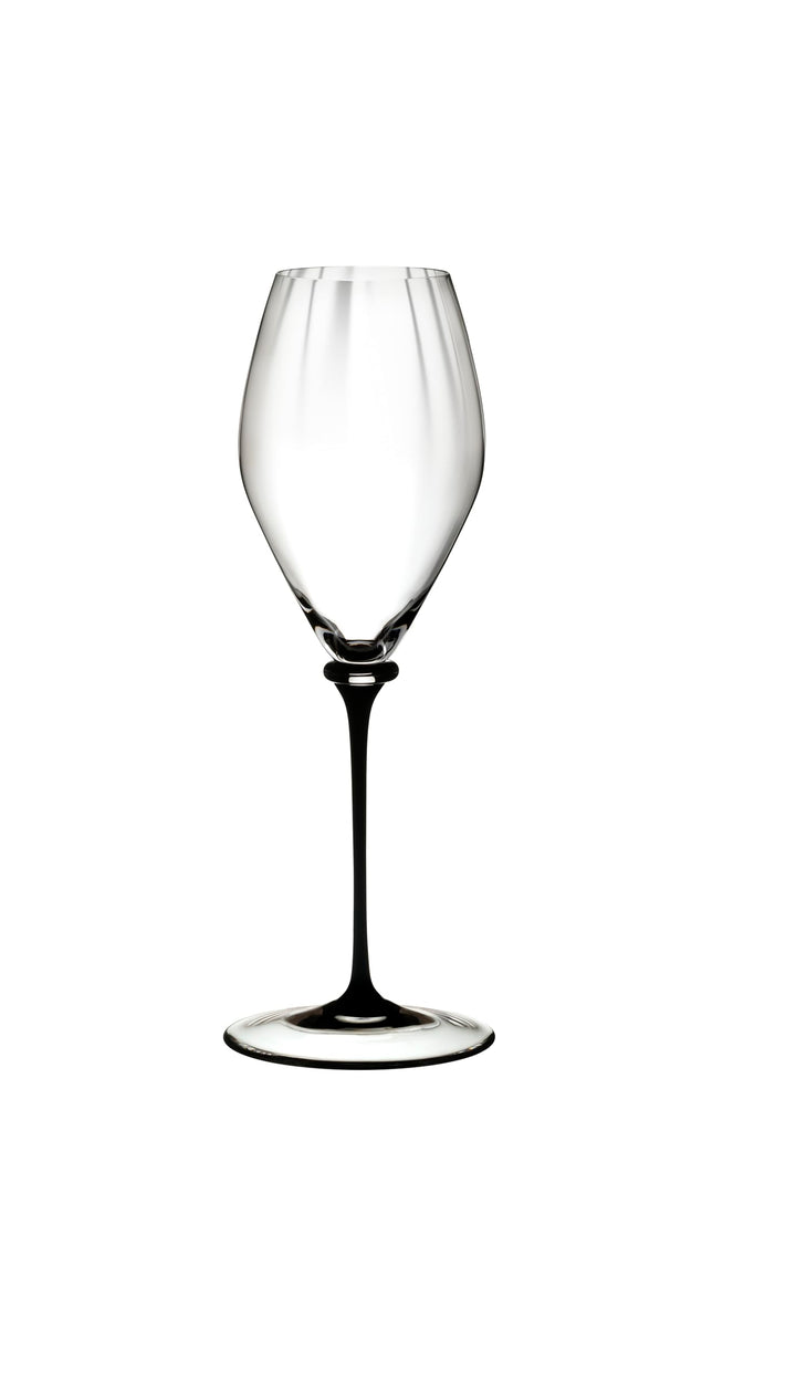 Riedel Fatto A Mano Performance Champagnerglas 368 ml, schwarzer Stiel Champagner, schwarzer Stiel,