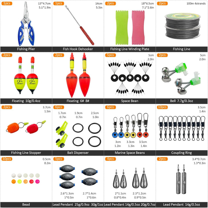 141 PCS Angelköder Angelrolle Set mit Baitcaster, Makrelenfedern Rig, Geflochtene Angelschnur, Weich