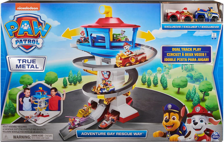 PAW Patrol True Metal Adventure Bay Spielset mit 2 Metallfahrzeugen im Massstab 1:55 Single, Single