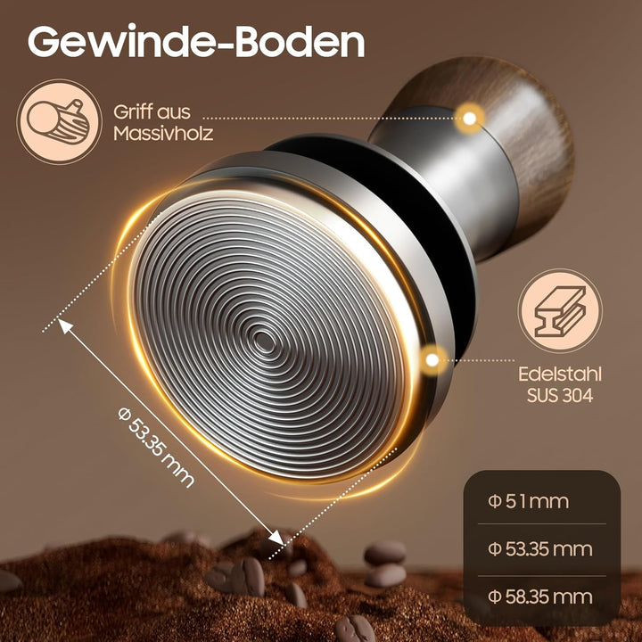 MHW-3BOMBER Konstanter Druck 54mm Kaffee Tamper mit Sound Feedback, Eingebaute 3 federbelasteten 30l