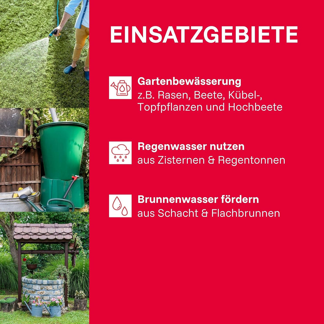 T.I.P. Gartenpumpe Edelstahl mit 4 m Ansauggarnitur (3.300 l/h Fördermenge, 46 m Förderhöhe, 4,6bar