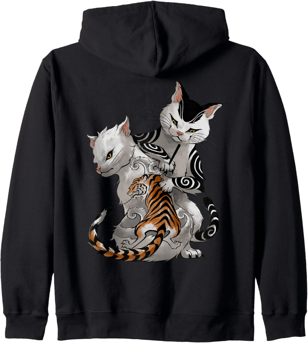 Japanische Tätowierer Katze führen Irezumi durch Kapuzenjacke