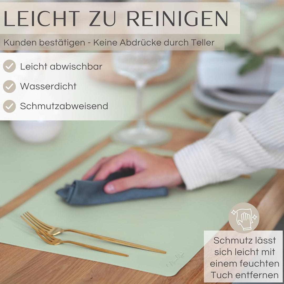 Mahewa® 6er Set Premium Tischset aus Kunstleder - Platzset abwaschbar und wasserdicht - Platzdeckche