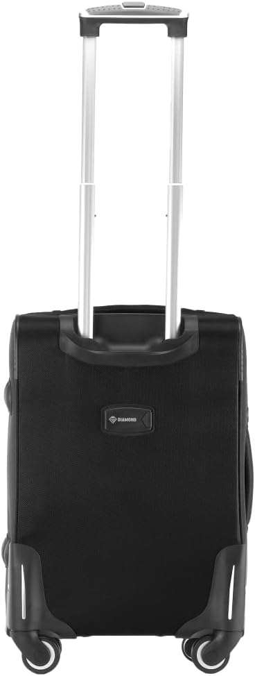 DIAMOND Weichschalen-Kabinenkoffer S 20" – Schwarz, Codura 1200D, 360° Rollen, Zahlenschloss, Erweit
