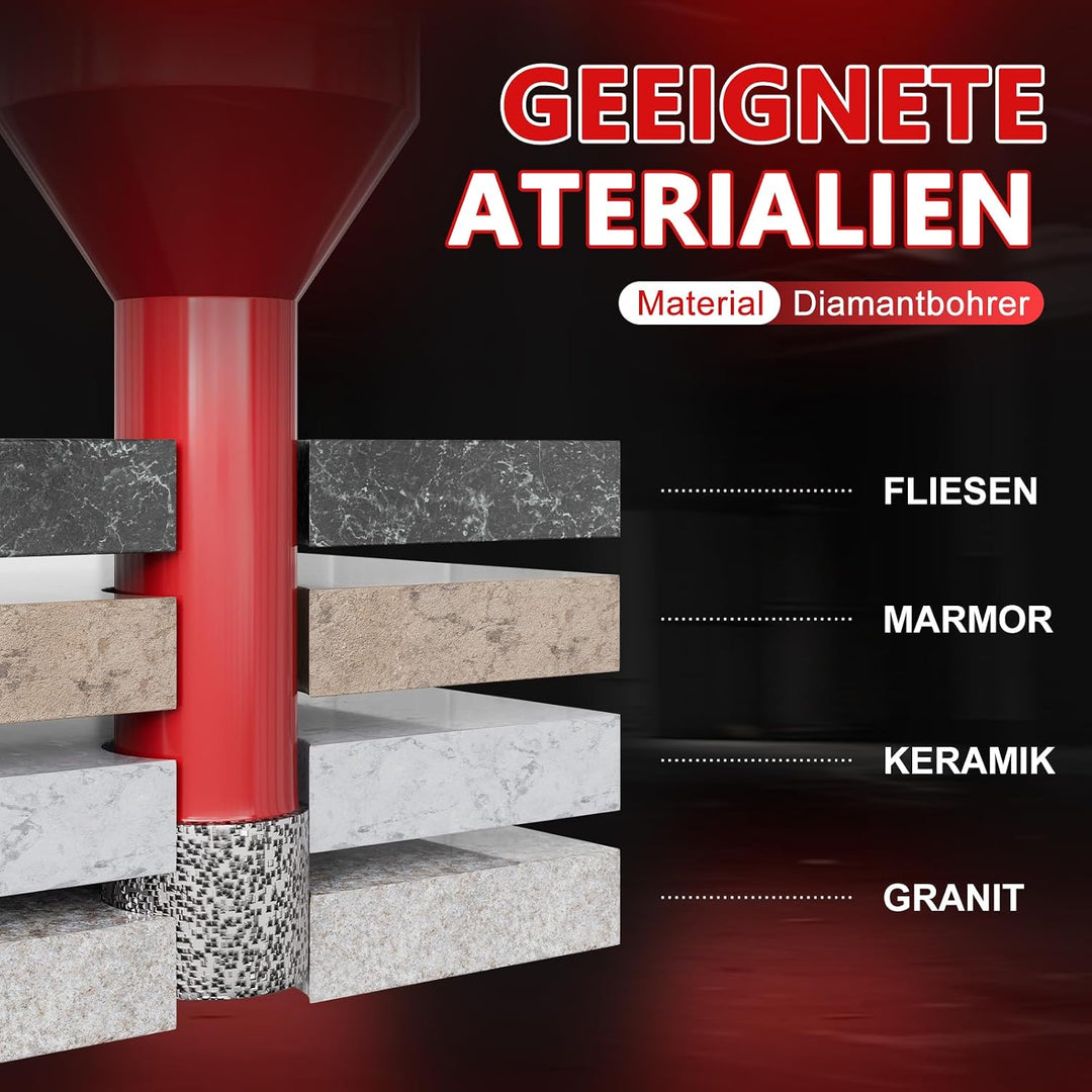 Diamant Fliesenbohrer 6 mm 3 Stück mit M14 Gewinde Für Fliesen, Porzellan, Keramik, Marmor &amp; Granit