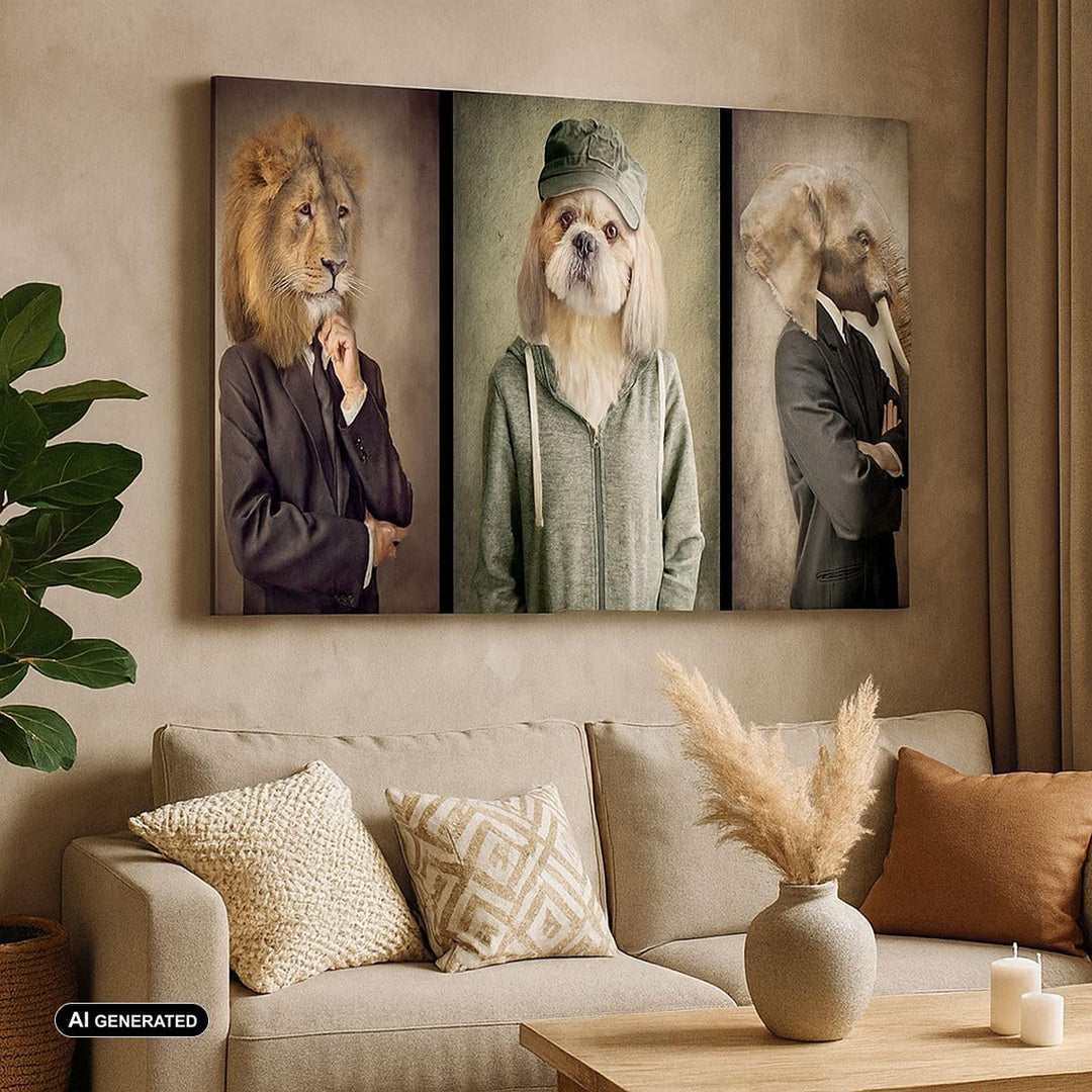 Bilder auf Leinwand 100x70cm Leinwandbild mit Rahmen Tier Abstraktion Gross Wanddeko Bild Schlafzimm
