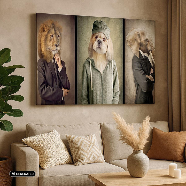 Bilder auf Leinwand Tier Abstraktion Leinwandbild mit Rahmen 70x50cm Wandbilder Dekoration Wohnzimme