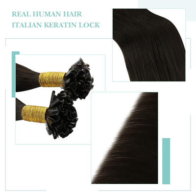 YoungSee Echthaar Extensions Bondings Braun 35cm Bonding Extensions Echthaar 1g Braun Remy Hair Exte