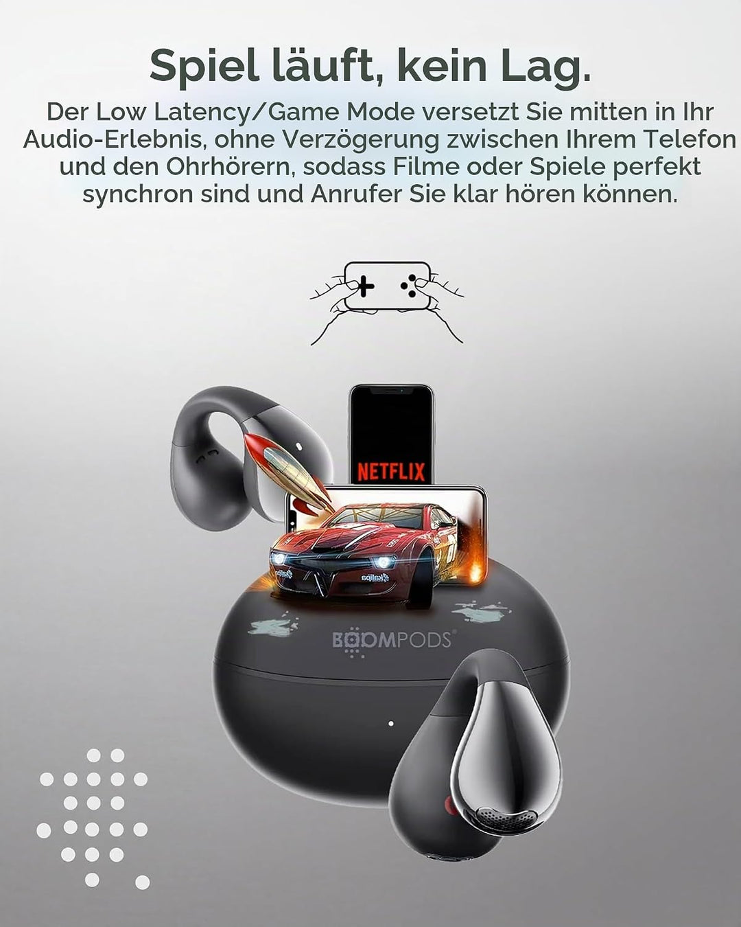 Boompods BOOMCLIP PRO - Open Ear Kopfhörer Bluetooth &amp; Clip On Wireless Ohrclip-Ohrhörer mit 9 Std
