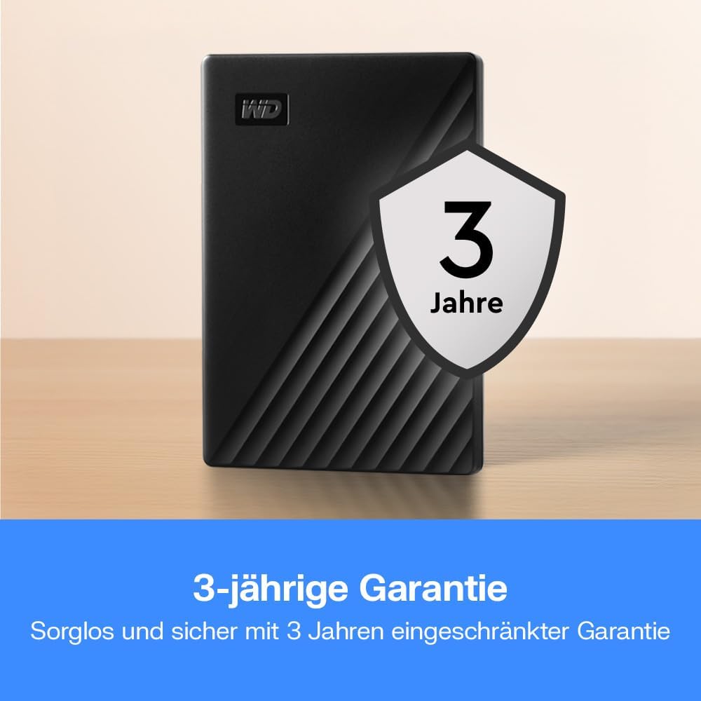 WD My Passport externe Festplatte 1 TB (mobiler Speicher, schlankes Design, herunterladbare Software