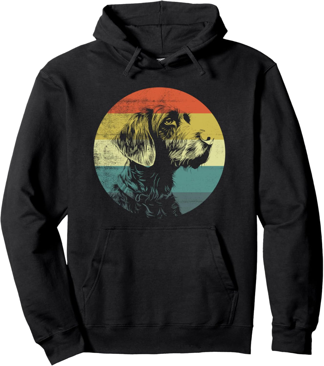 Retro Design Deutsch Drahthaar Hund Pullover Hoodie