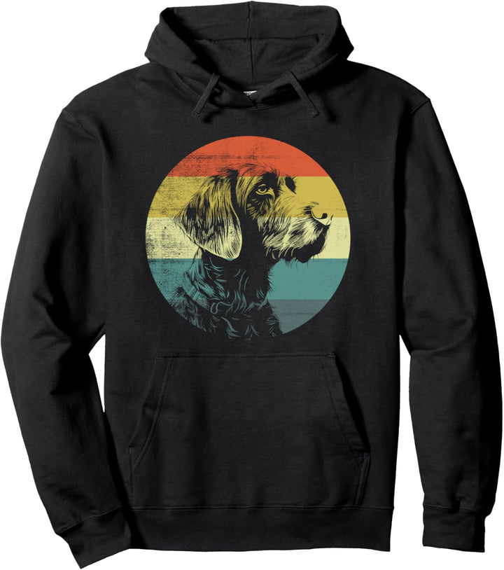 Retro Design Deutsch Drahthaar Hund Pullover Hoodie