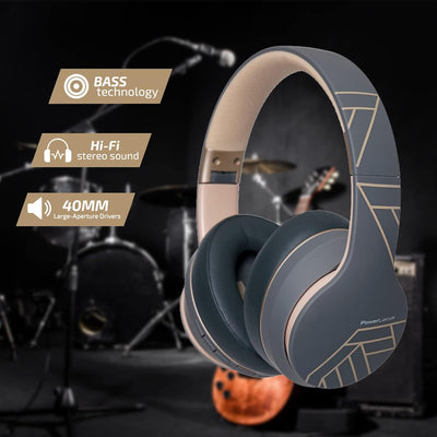 PowerLocus P6 Bluetooth Kopfhörer Over Ear, Over Ear Kopfhörer Kabellos mit Super Bass, 40Std. Spiel