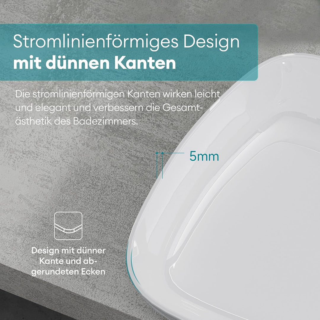 Mai &amp; Mai 51,1x38,7x12cm Design Waschbecken Col806 Aufsatzwaschbecken in Weiss glänzend 51.1x38.7x12
